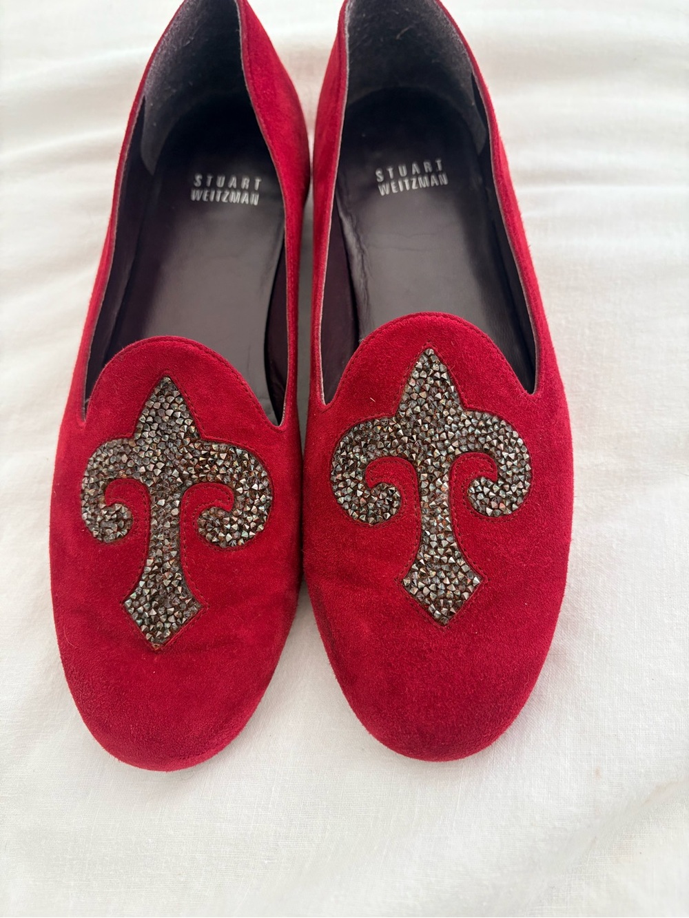 Stuart Weitzman Lys scarlet Suede smoking shoe